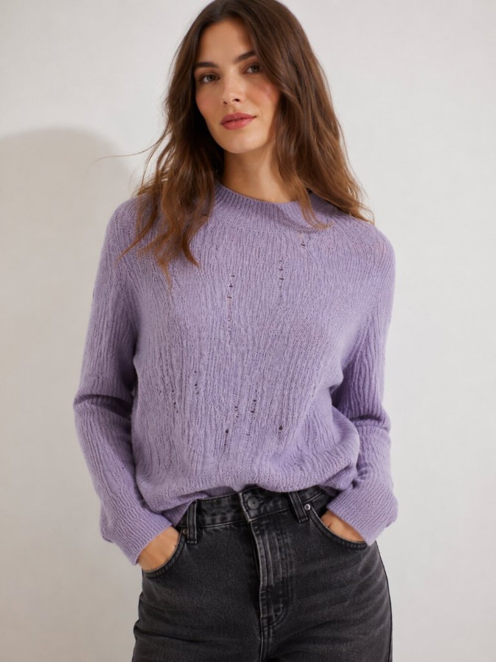 Zadig & Voltaire SZ XS Lili Destroyed Cashmere Sweater In Mauve $498
